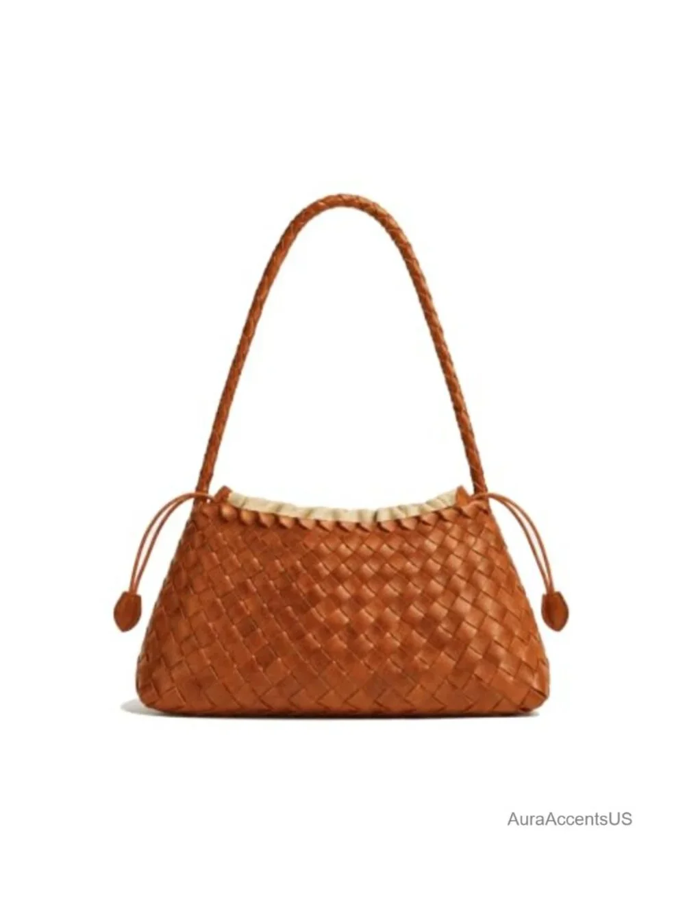Woven Faux Leather Shoulder Bag Hobo Tote Handwoven Purse